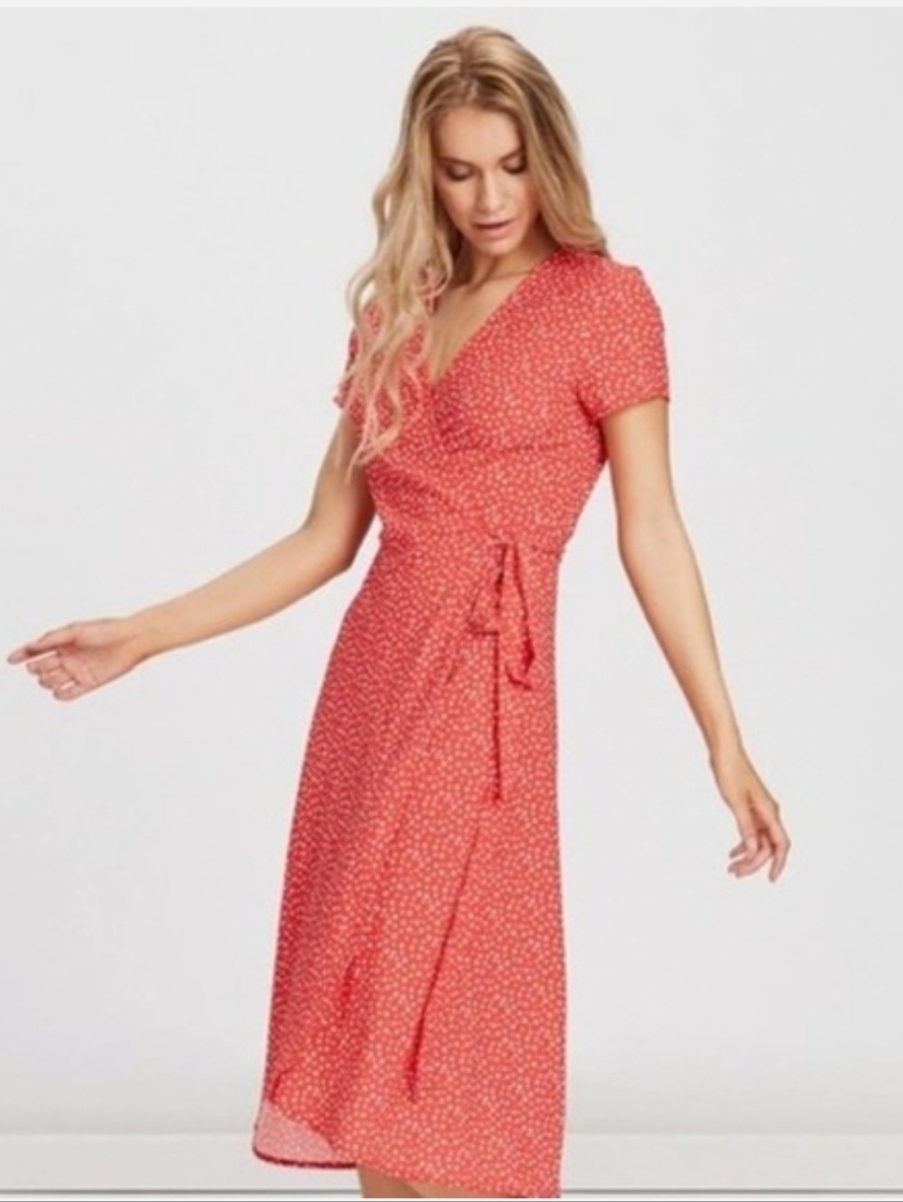 Charlie Holiday Shopbop Penelope Red Floral Wrap Dress Size 6